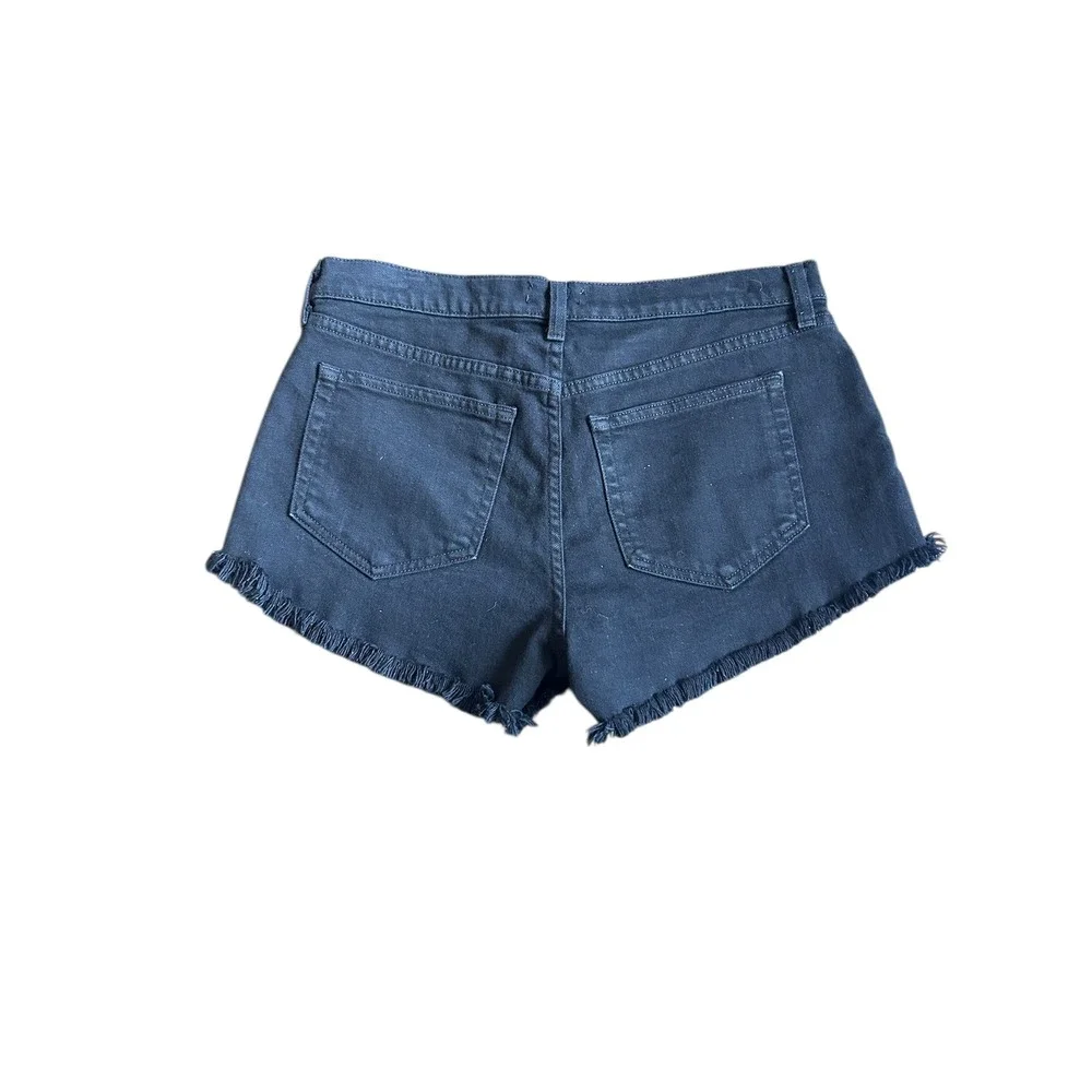 LAGENCE Zoe The Perfect Fit Short Noir Black Frayed Cutoff Shorts Women's 28